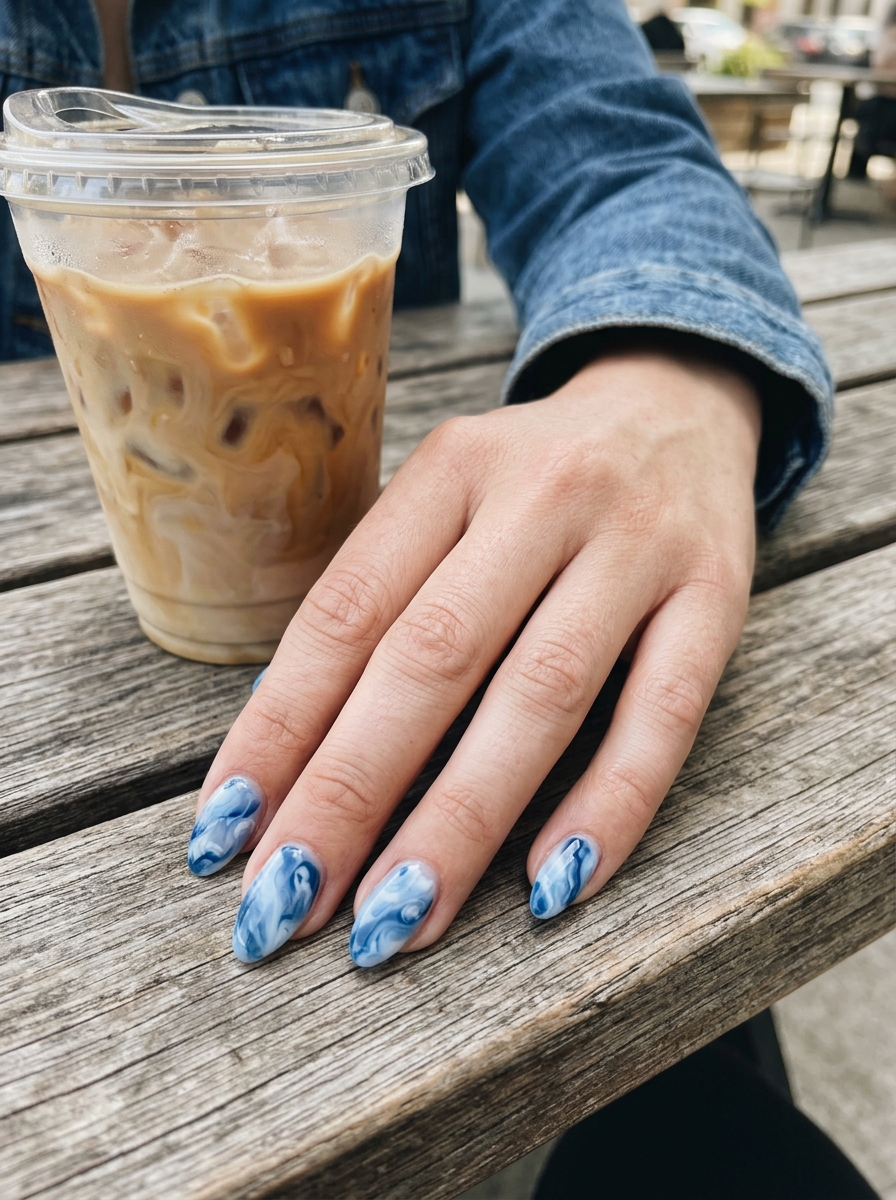 Blue Marble blue nails