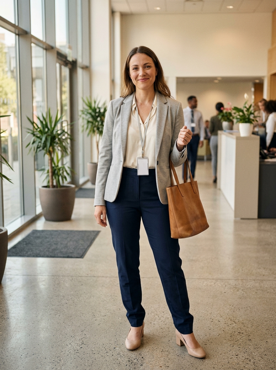 The First Day of Work corporate aesthetic outfit
