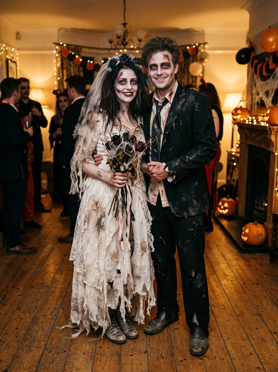 Undead Bride & Groom couples Halloween costume idea
