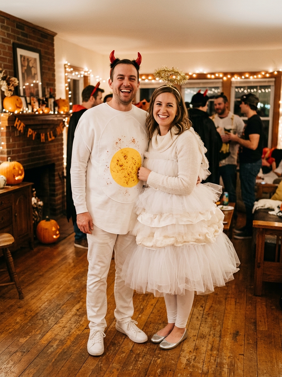 Deviled Egg & Angel Food Cake couples Halloween costume idea