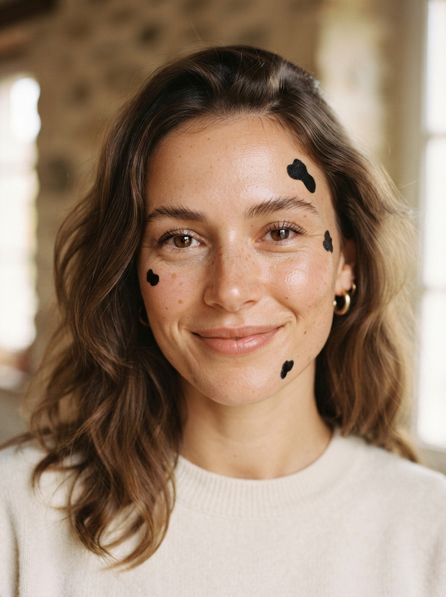 Three-Spot Minimal cow makeup look