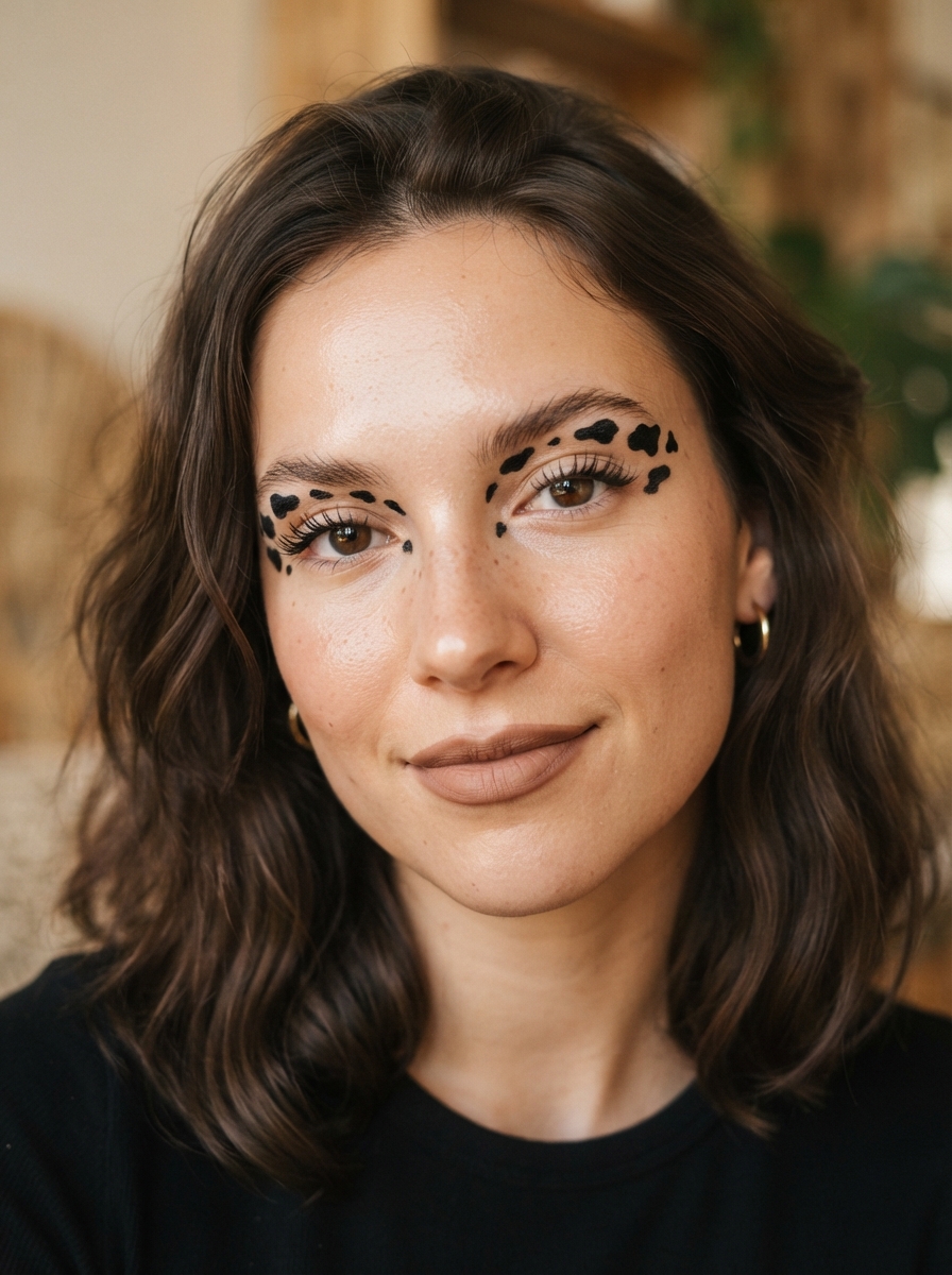 Cow Print Eyeliner cow makeup look
