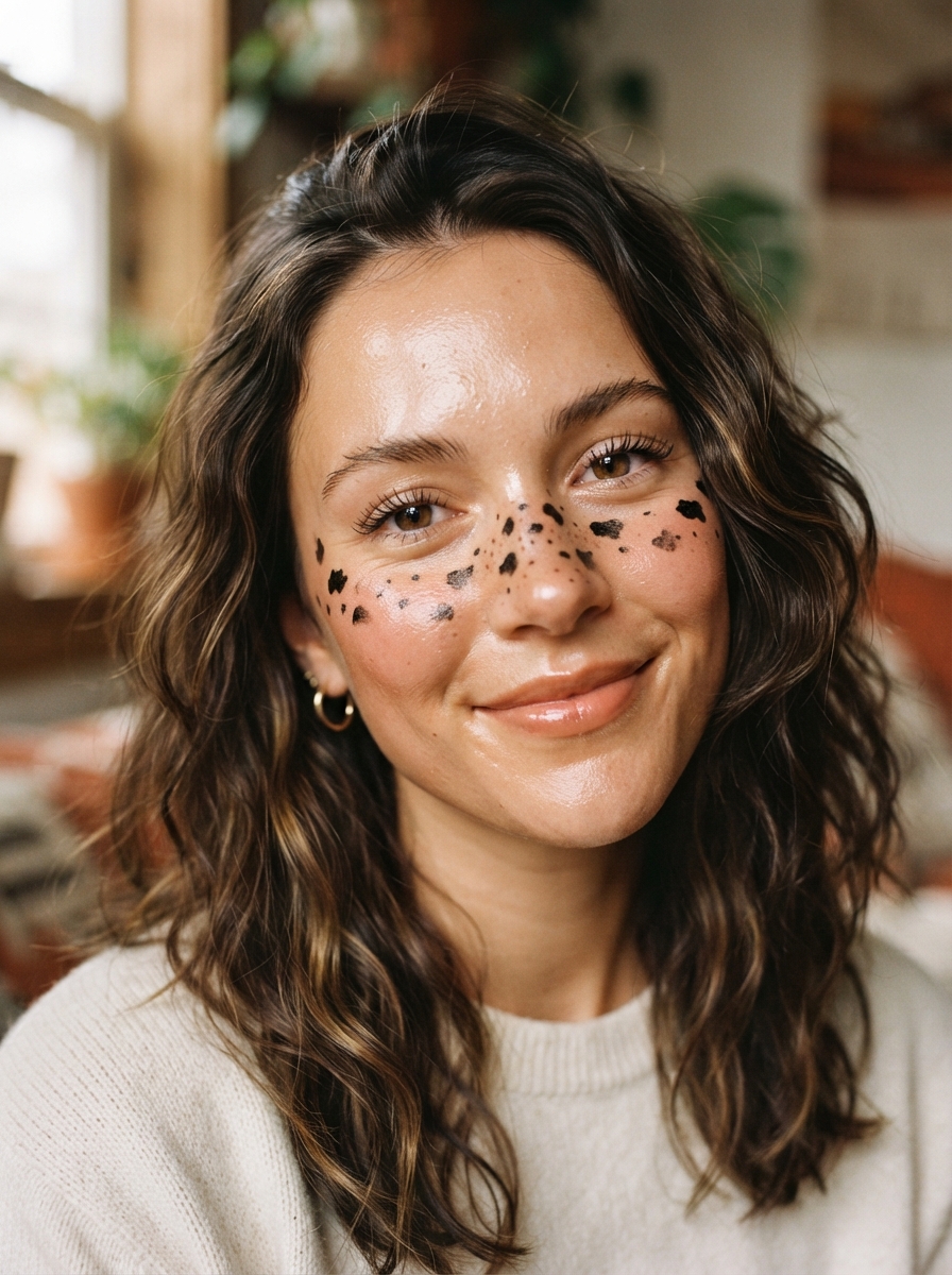 Cow Print Freckles cow makeup look
