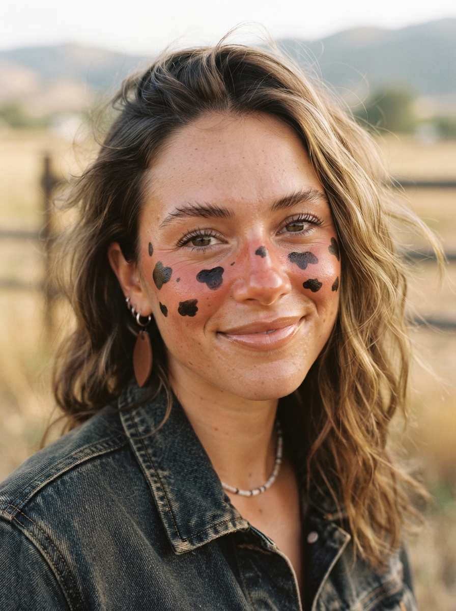Sunburnt Cowgirl cow makeup look