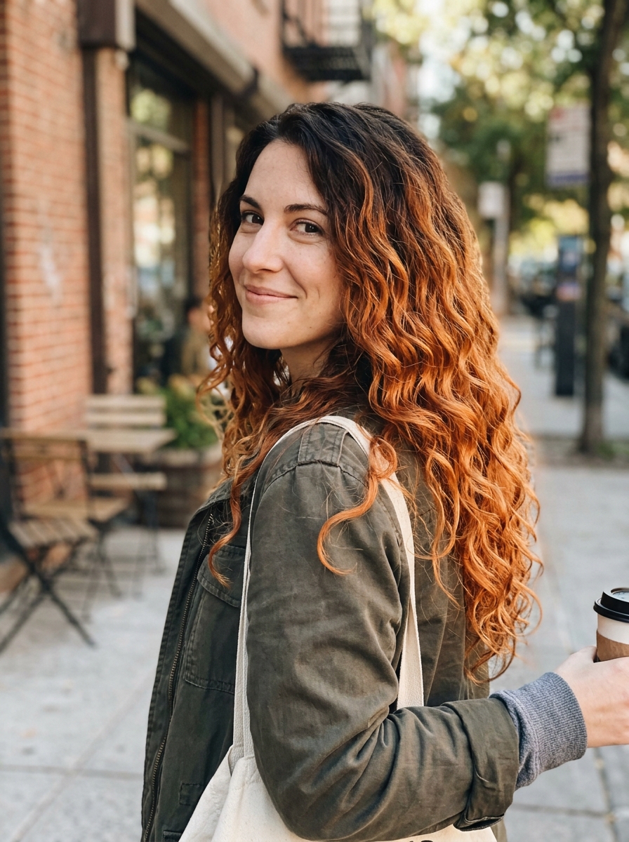 Copper Ombre on Long Hair
