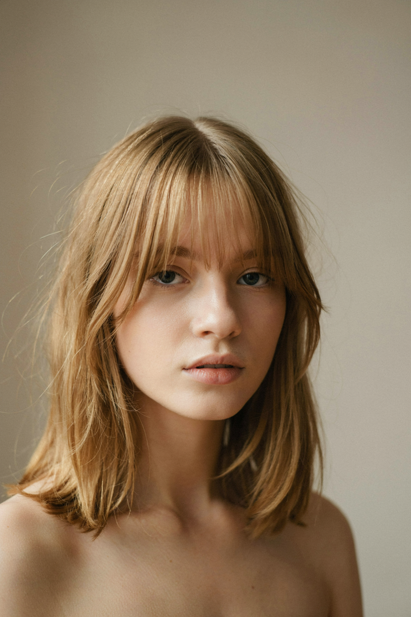 Curtain bangs with layers on fine, thin hair