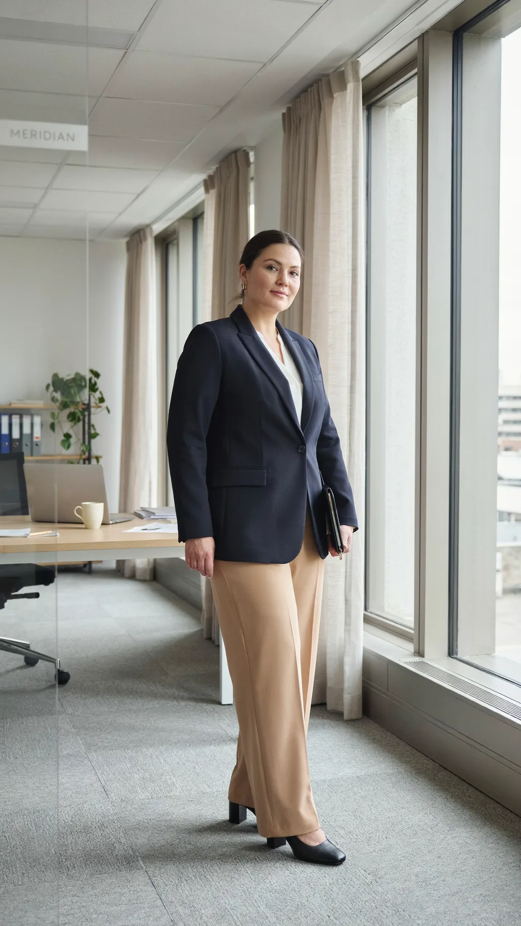 Tailored Blazer with Wide-Leg Trousers office outfit for curvy women