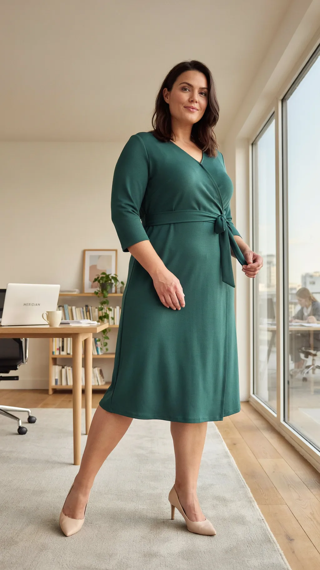 Classic Wrap Dress office outfit for curvy women
