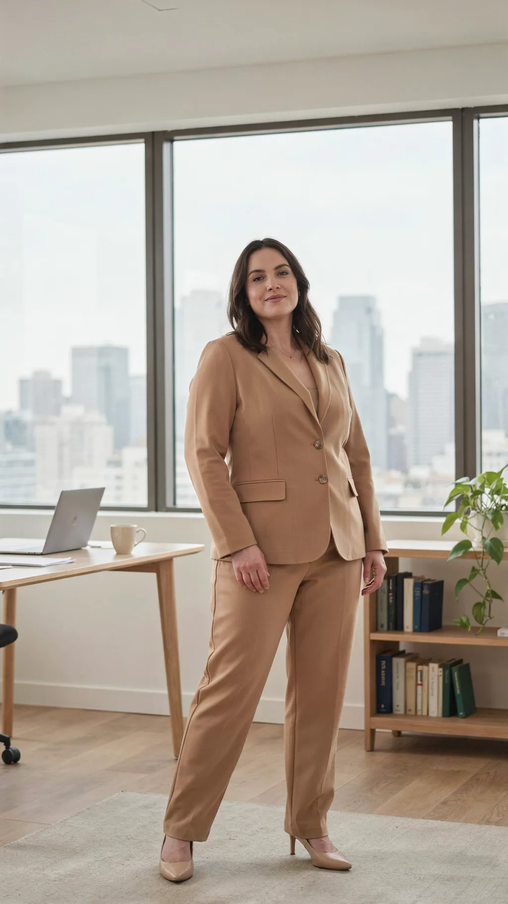 Monochrome Trouser Suit office outfit for curvy women