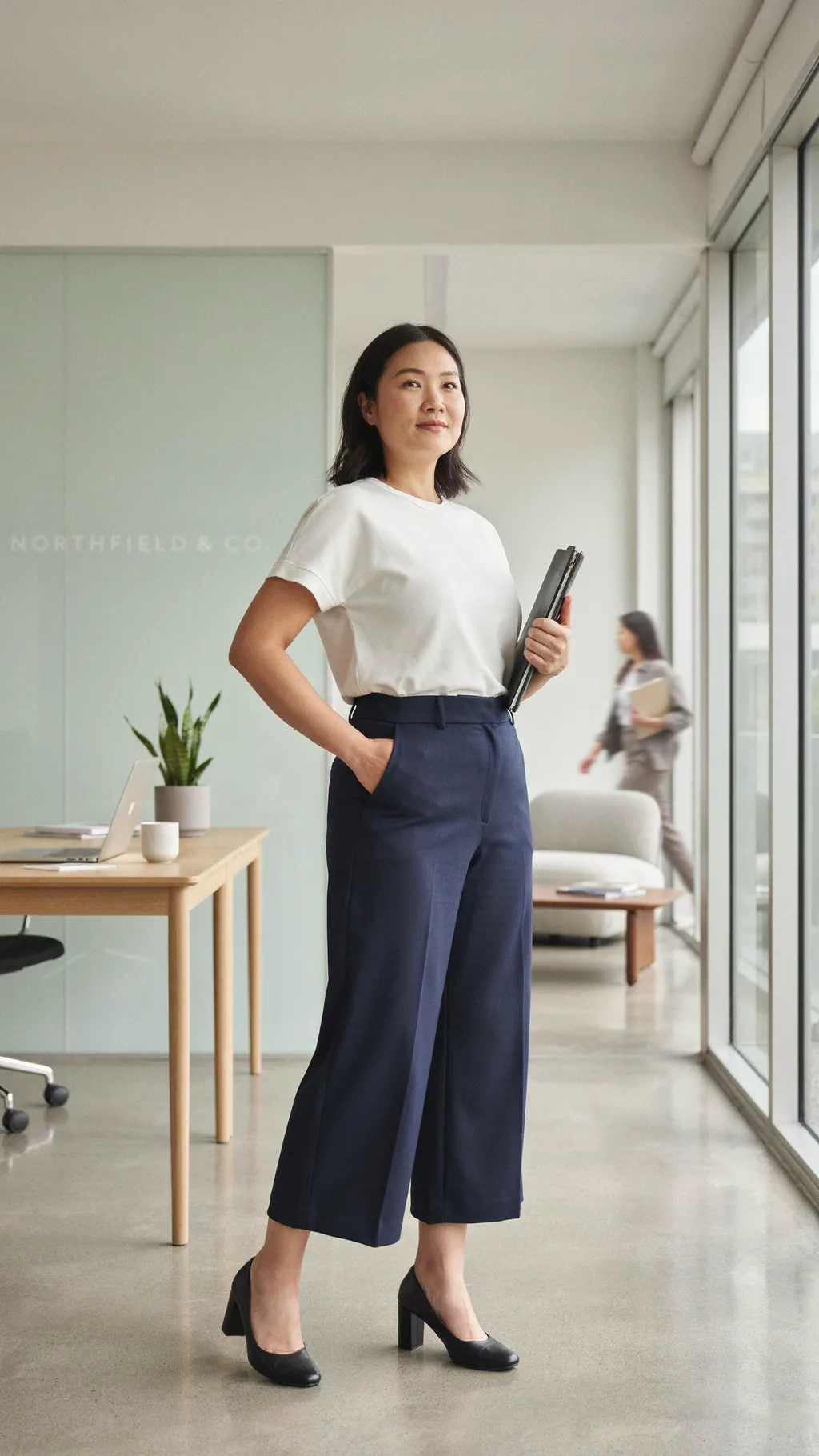 Culottes with a Structured Top office outfit for curvy women
