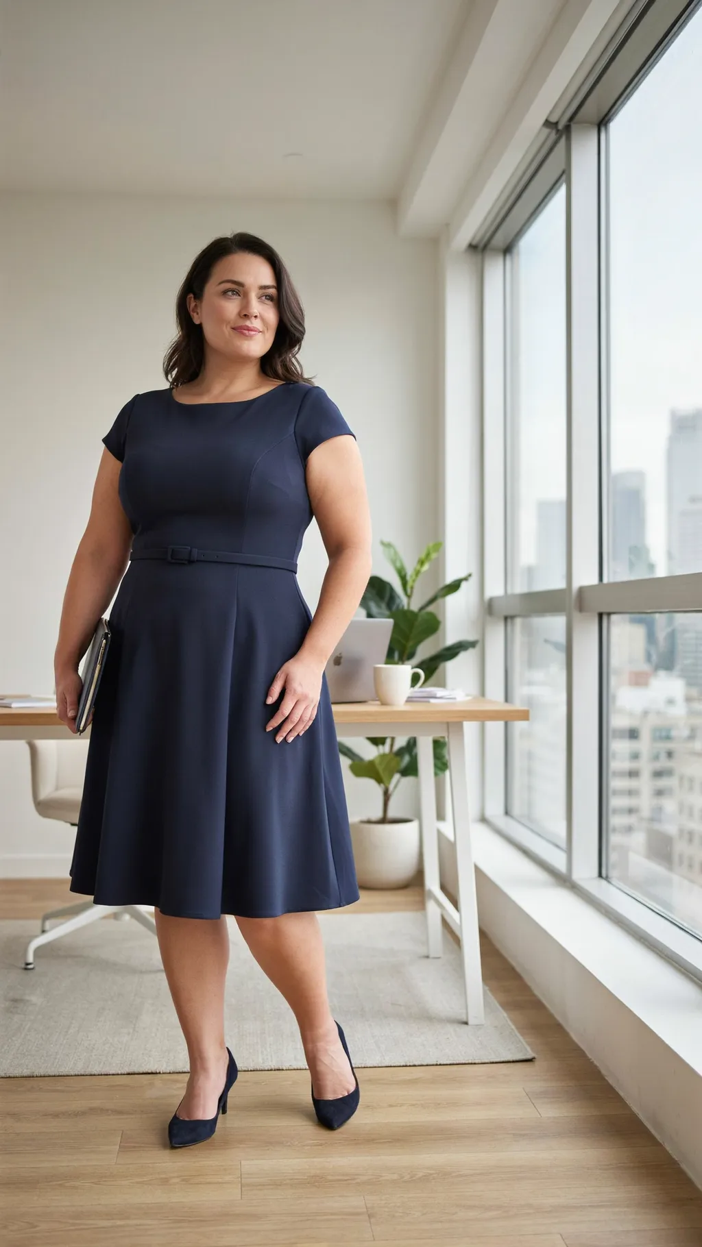 Fit-and-Flare Dress office outfit for curvy women