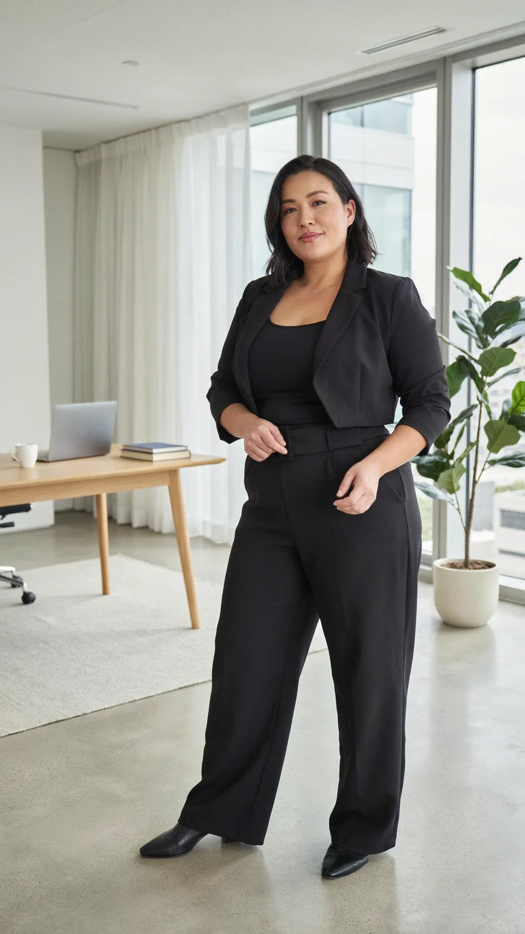 Jumpsuit with a Defined Waist office outfit for curvy women