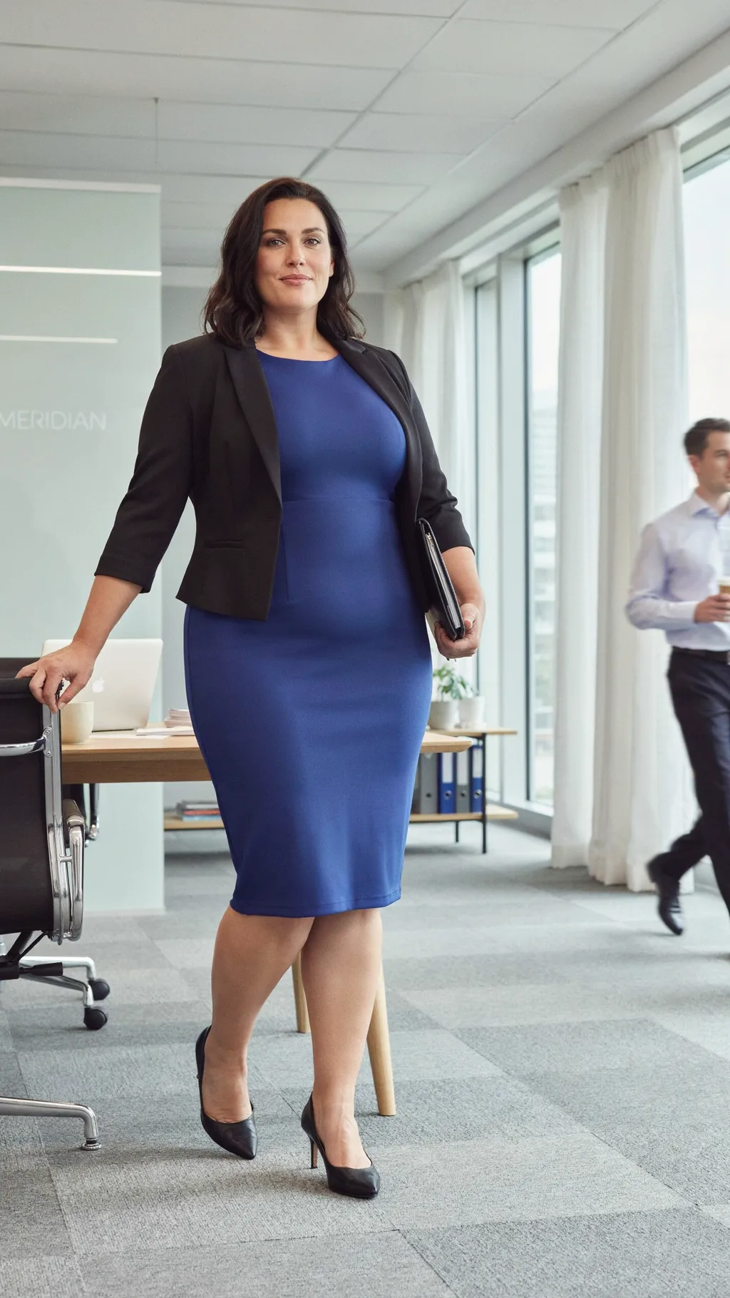 Sheath Dress with a Cropped Jacket office outfit for curvy women