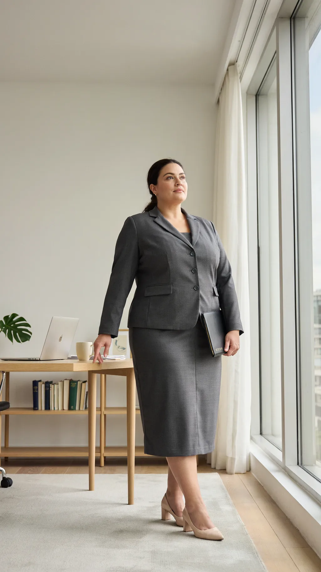 Midi Skirt Suit office outfit for curvy women