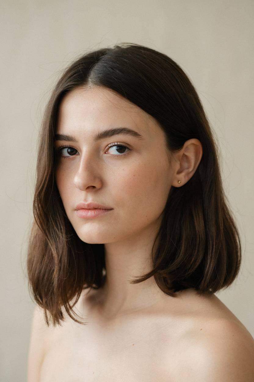 Deep side-part lob on fine, thin hair