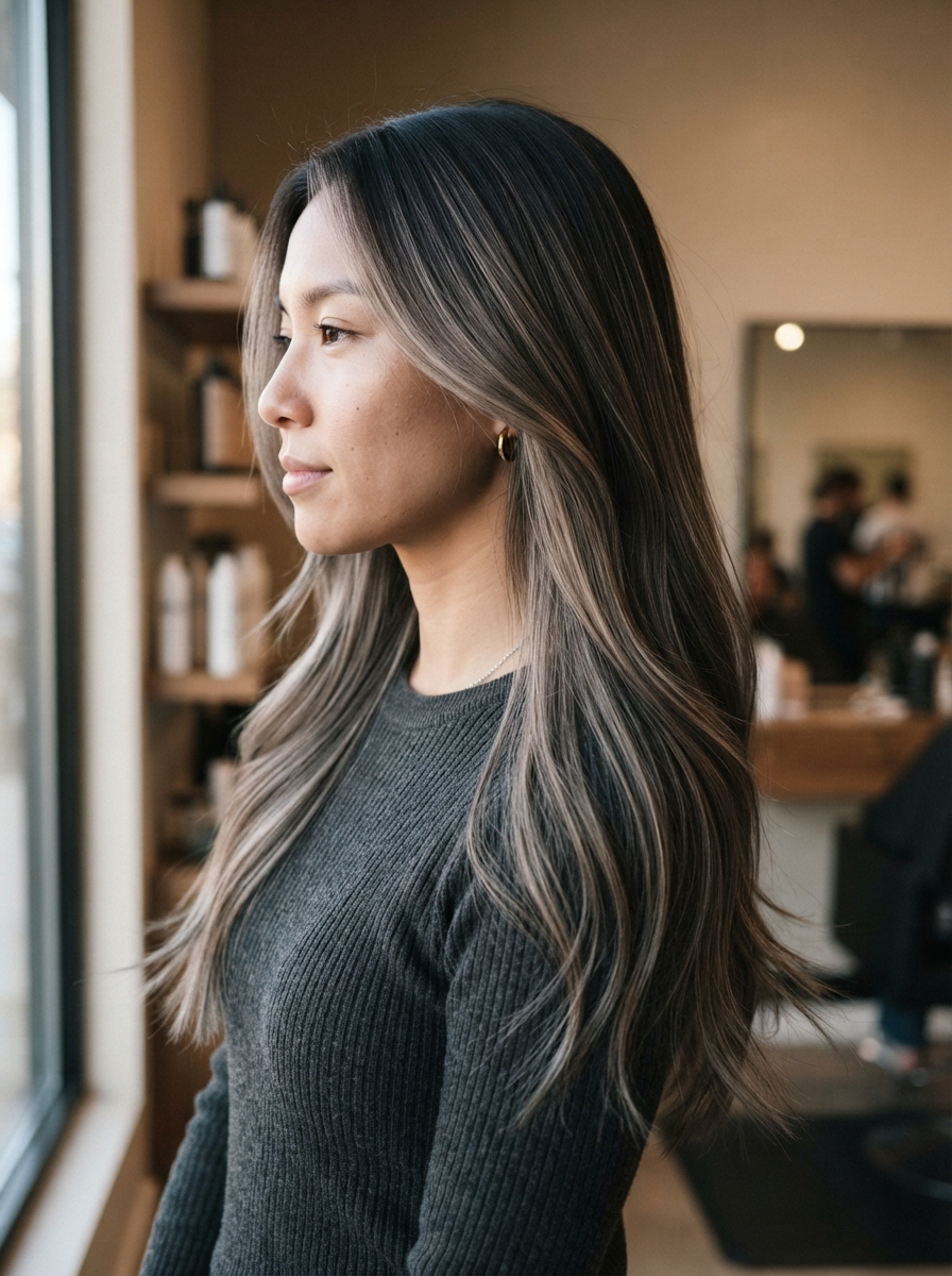 Cool-toned espresso balayage