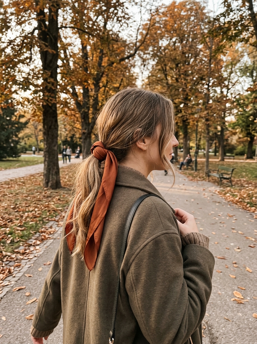 Scarf-Wrapped Ponytail