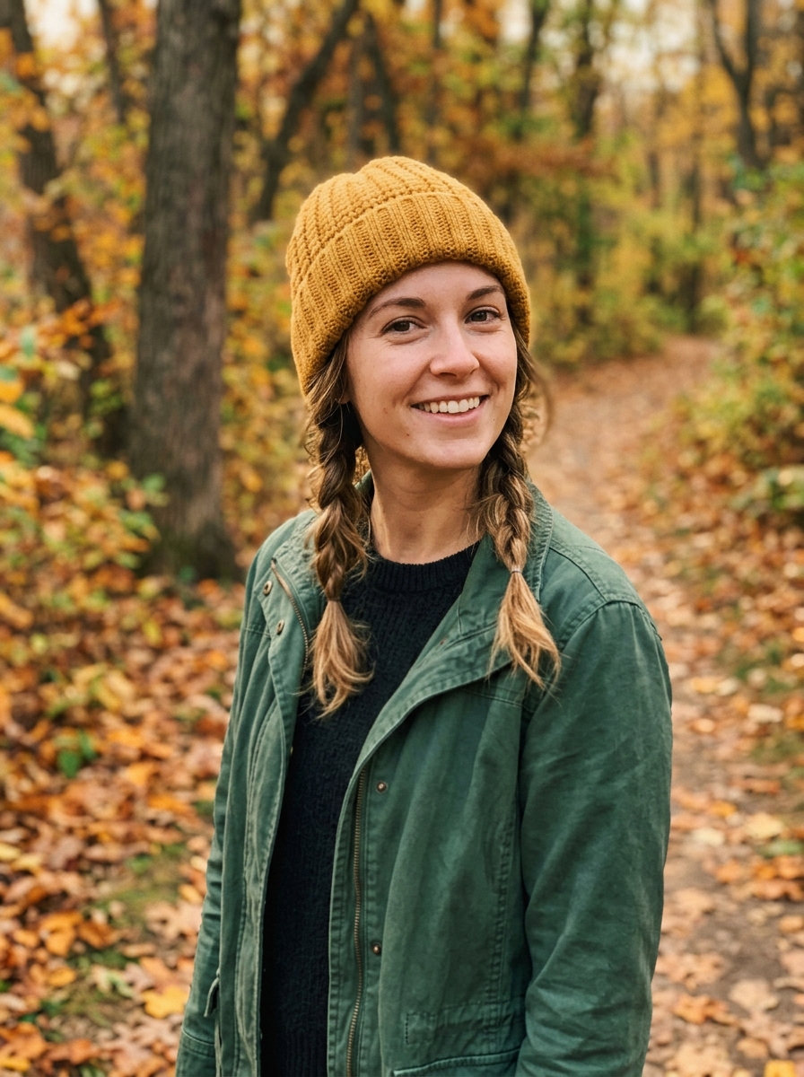 Two Low Braids With a Beanie