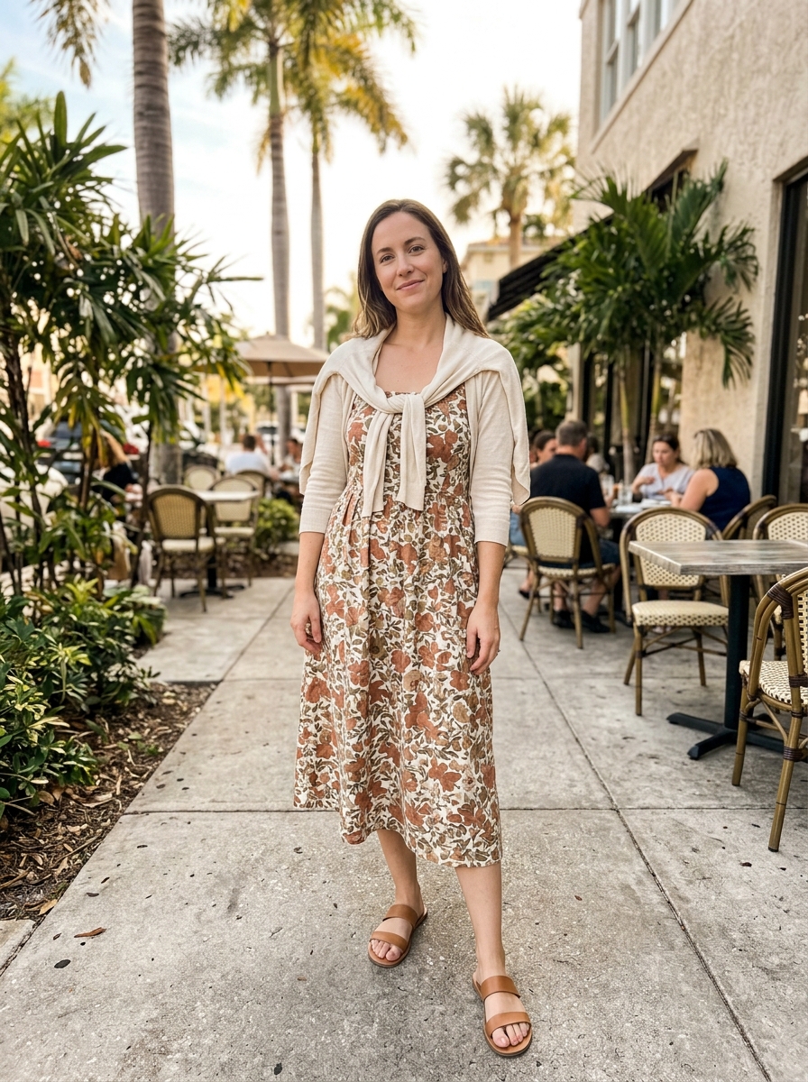 Lightweight Cardigan over a Sundress Florida winter outfit