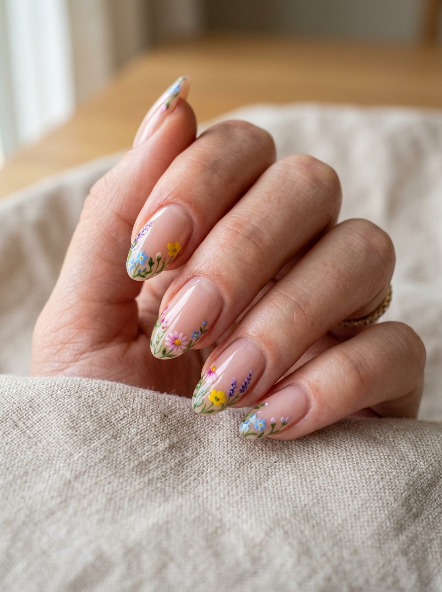 Wildflower French - french tip nails with designs