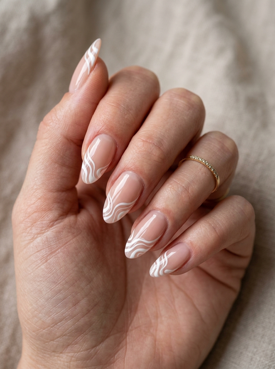 Swirl French - french tip nails with designs