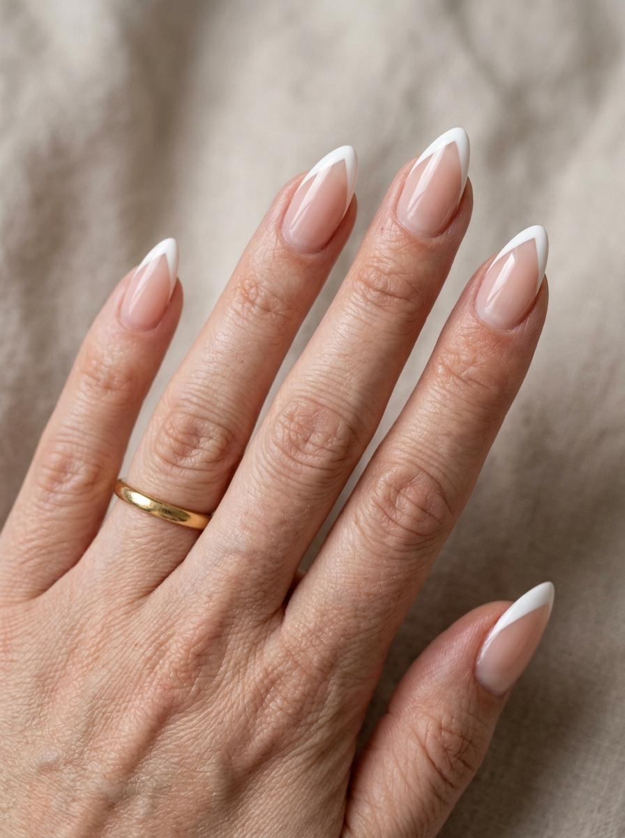 Geometric French - french tip nails with designs