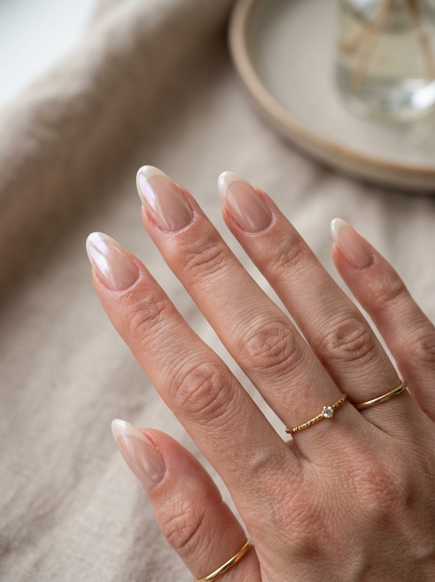 Glazed French - french tip nails with designs