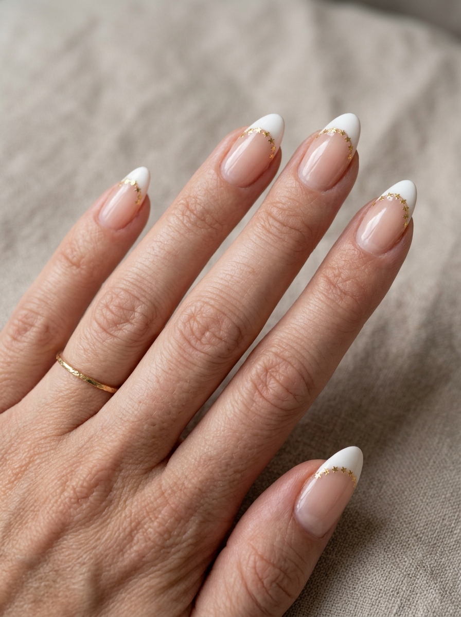 Star Tip French - french tip nails with designs