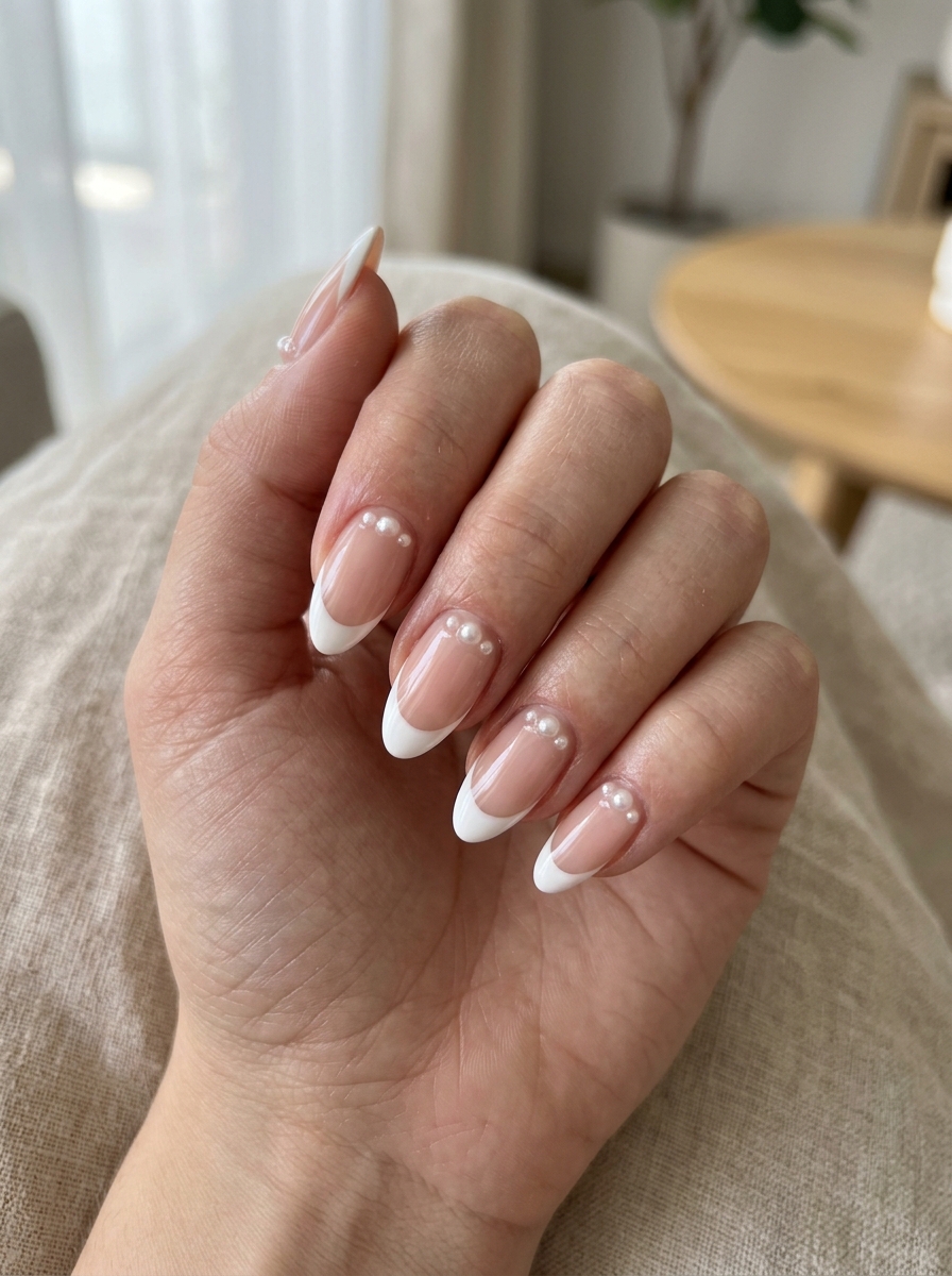 Micro Pearl French - french tip nails with designs