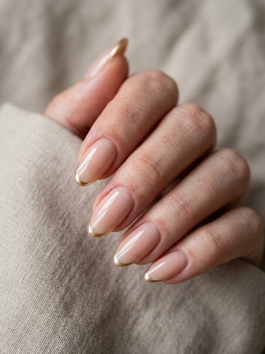 Thin Metallic French - french tip nails with designs