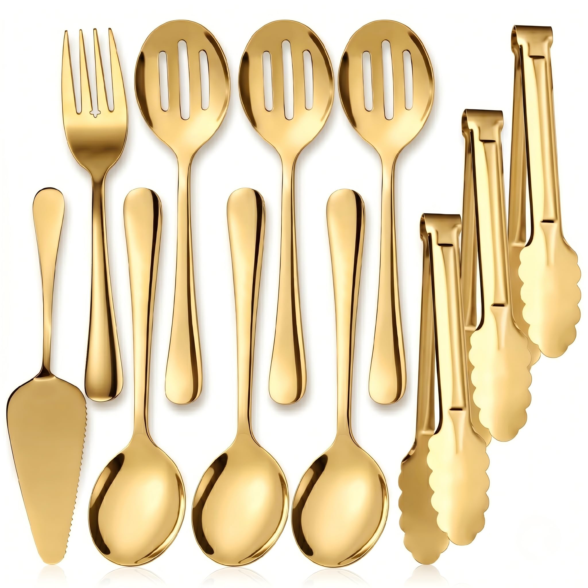 11-Piece Gold Stainless Steel Serving Utensil Set