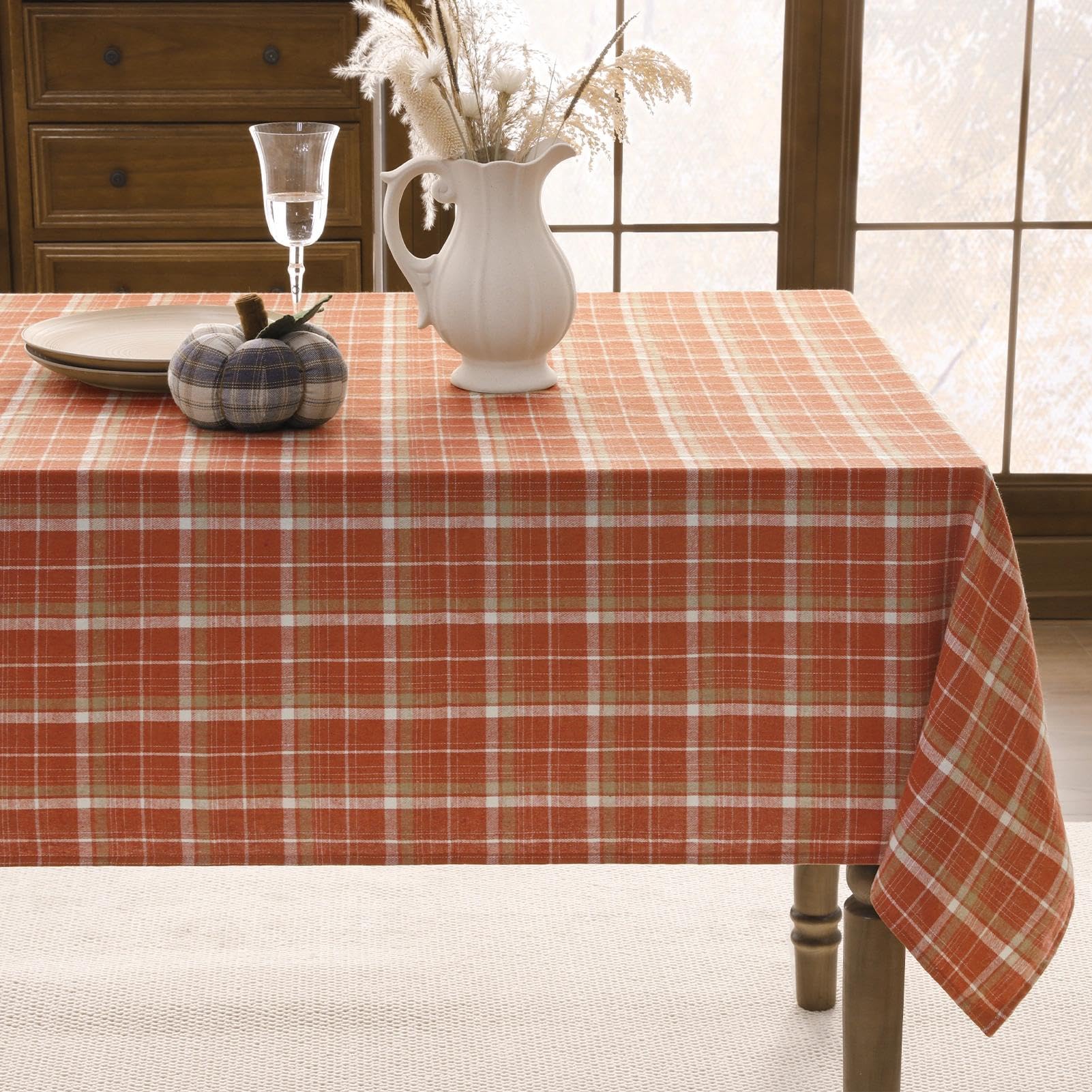 Romanstile Fall Checkered Tablecloth, 60 x 84 Inch