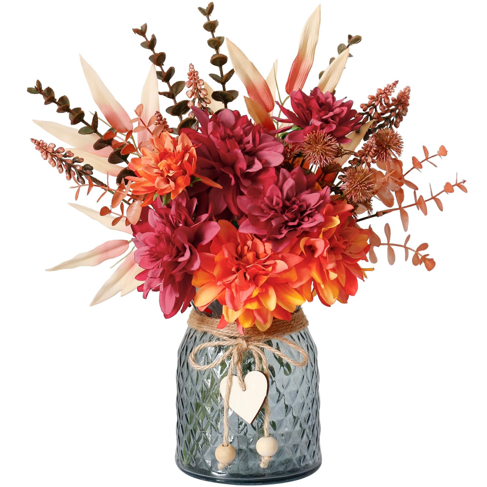 Faux Fall Flowers in Vase Centerpiece