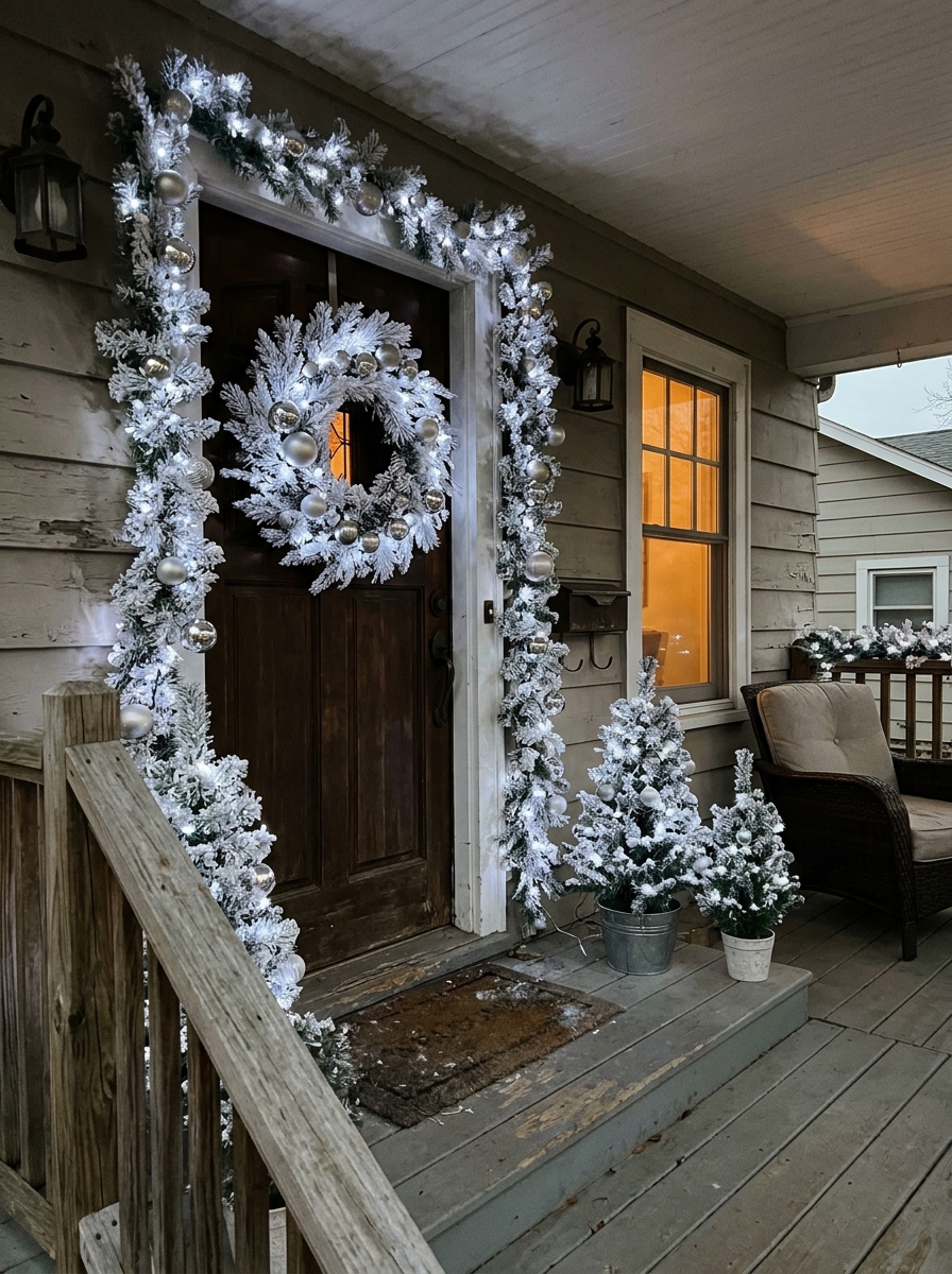 White and Silver Winter Porch
