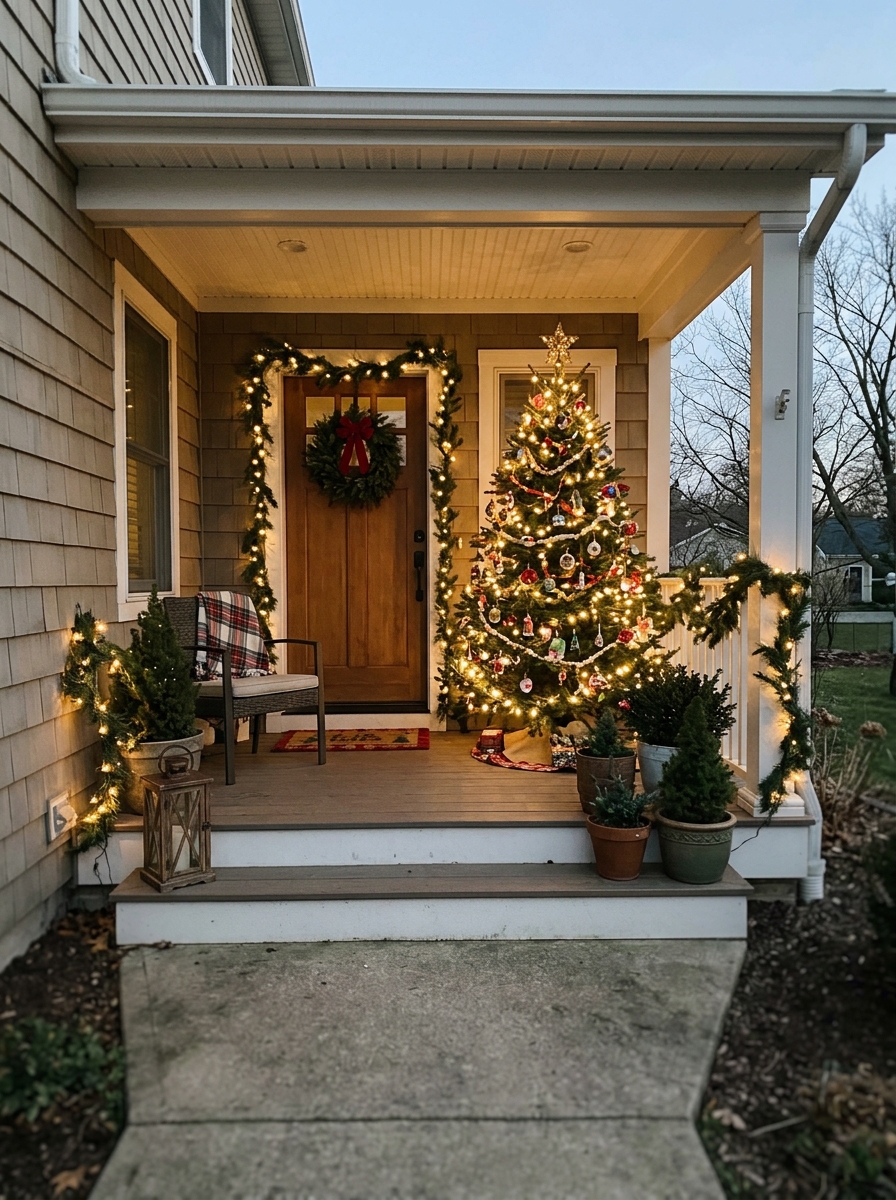Christmas Tree on the Porch