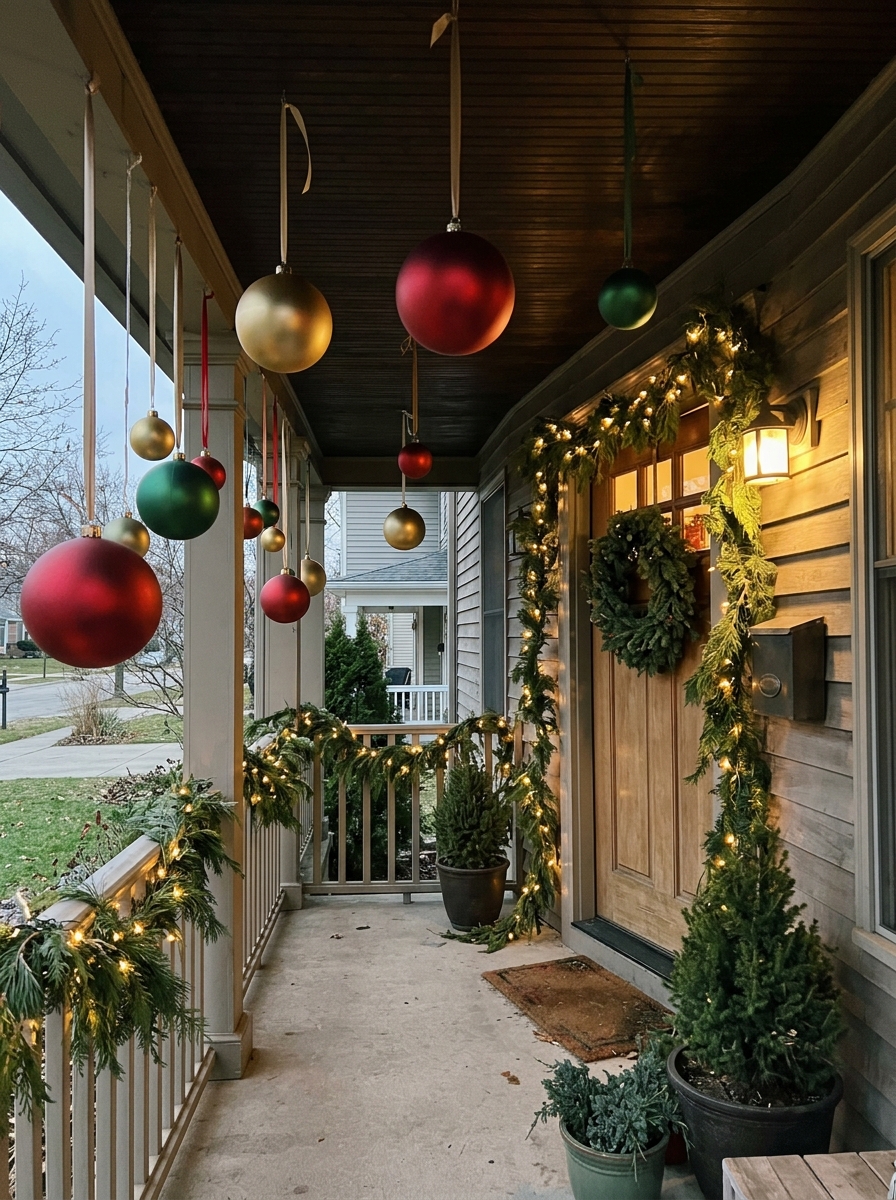 Hanging Ornaments From the Porch Ceiling