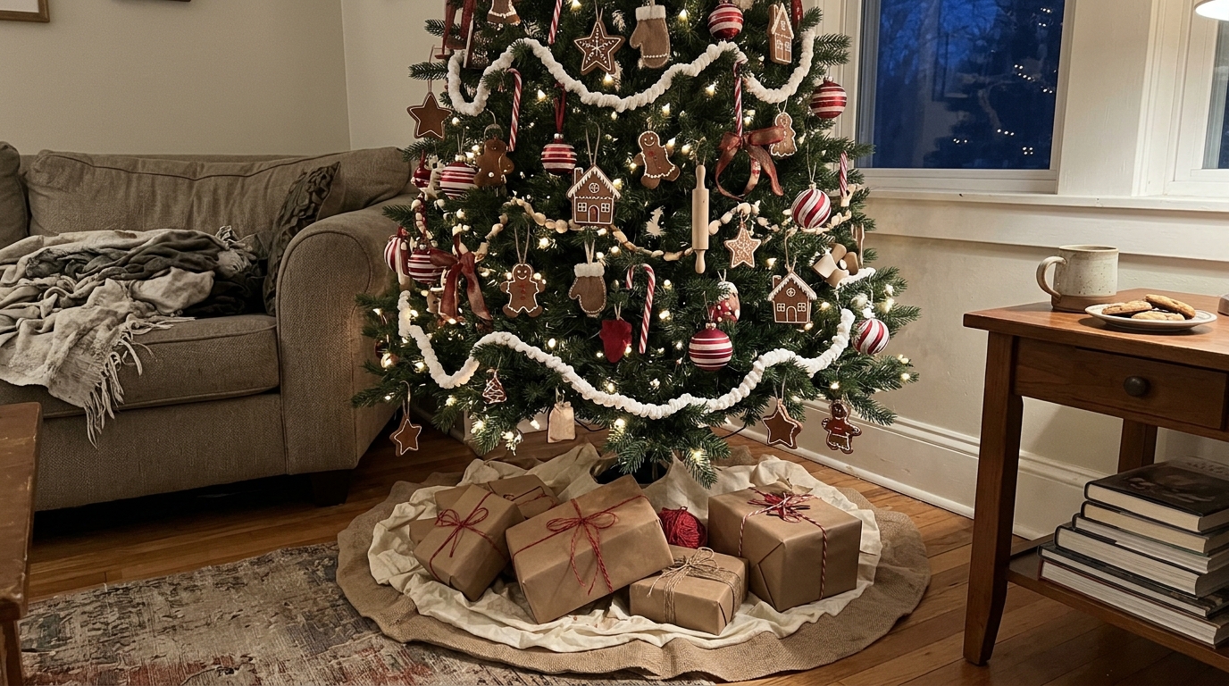 Brown, Red and White Gingerbread Tree