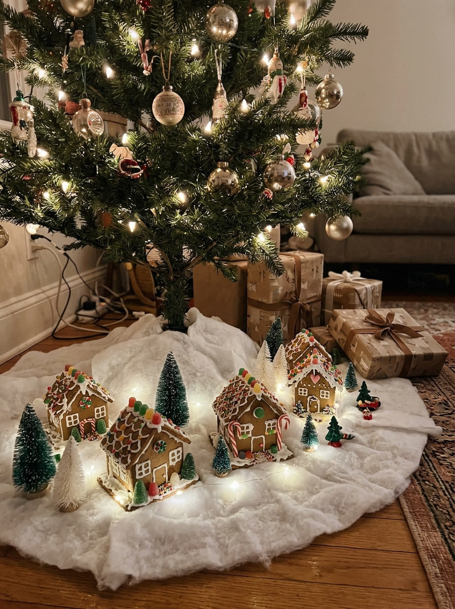 Mini Gingerbread Village Under the Tree
