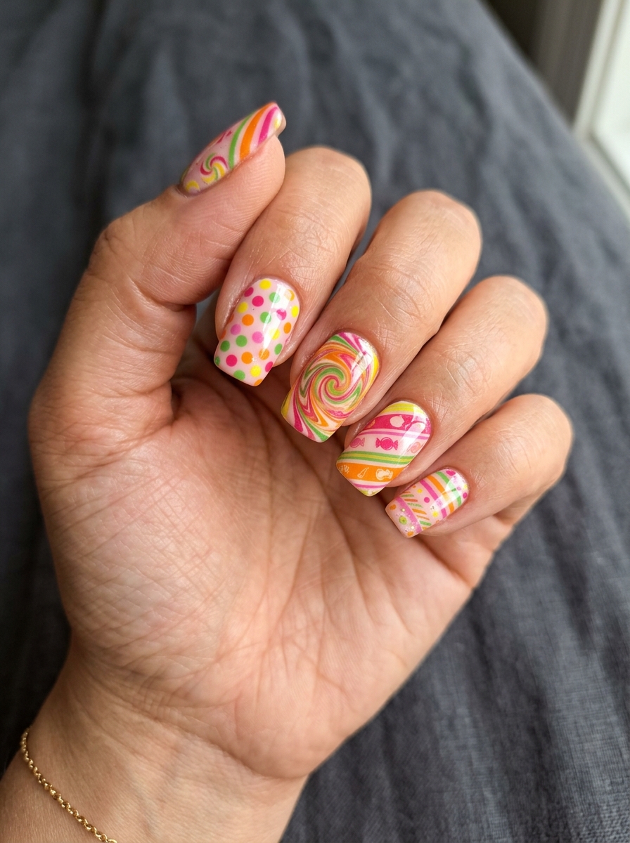 Candy Wrapper Mix Halloween press-on nails