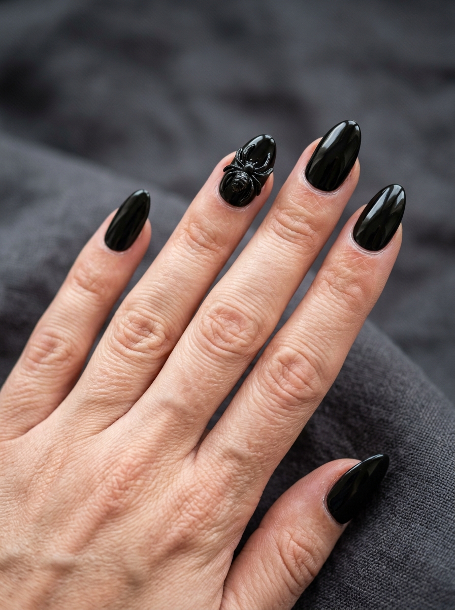 3D Spider Charm Halloween press-on nails