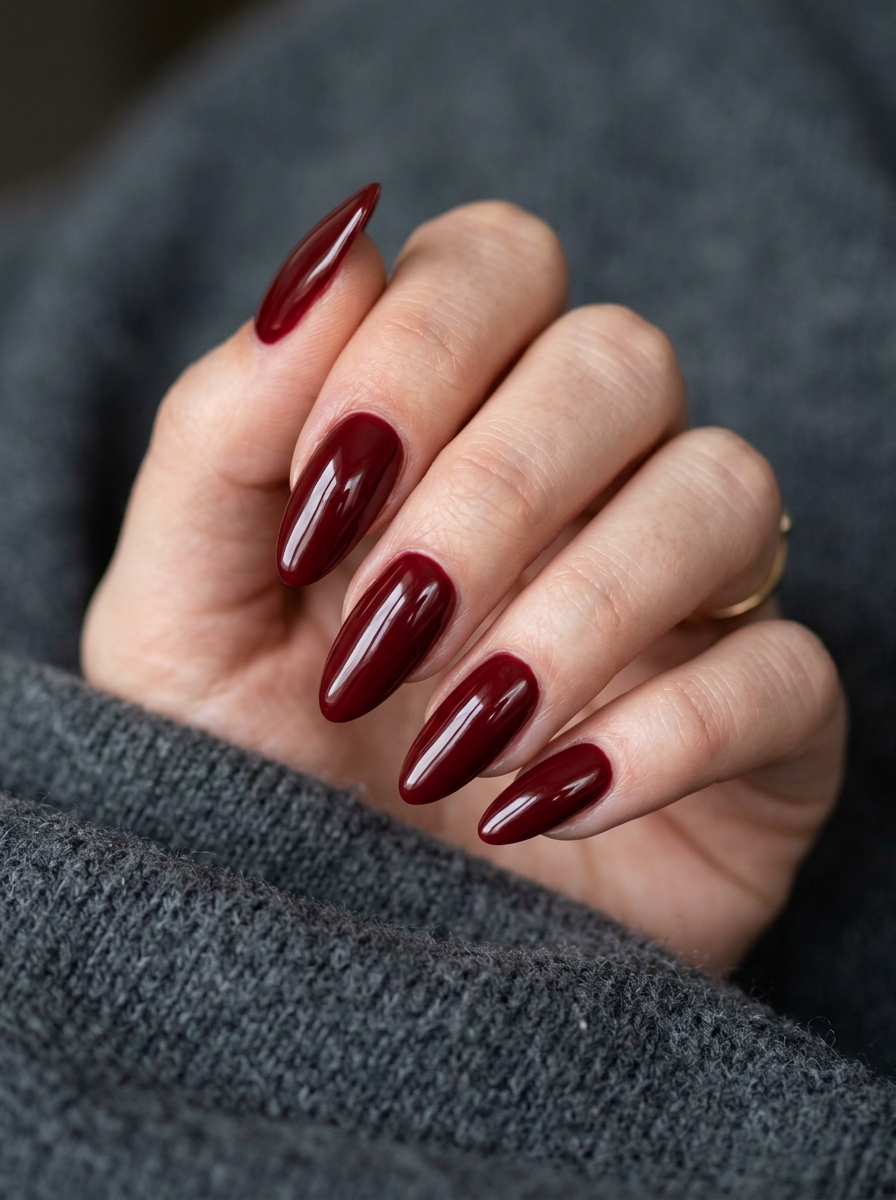 Solid Oxblood Halloween press-on nails
