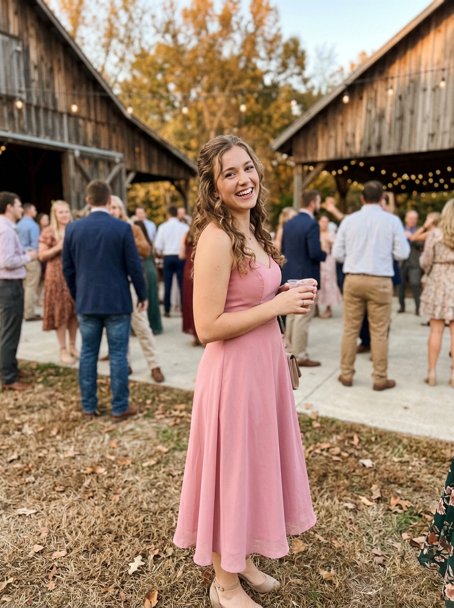 Sweetheart Neckline: Half Up Half Down Curls