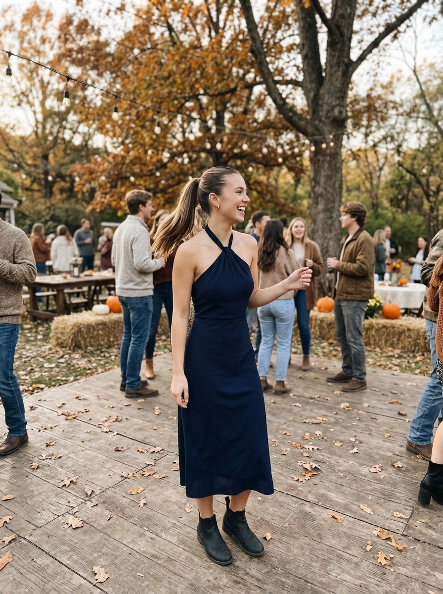 Halter Neck Dress: High Ponytail