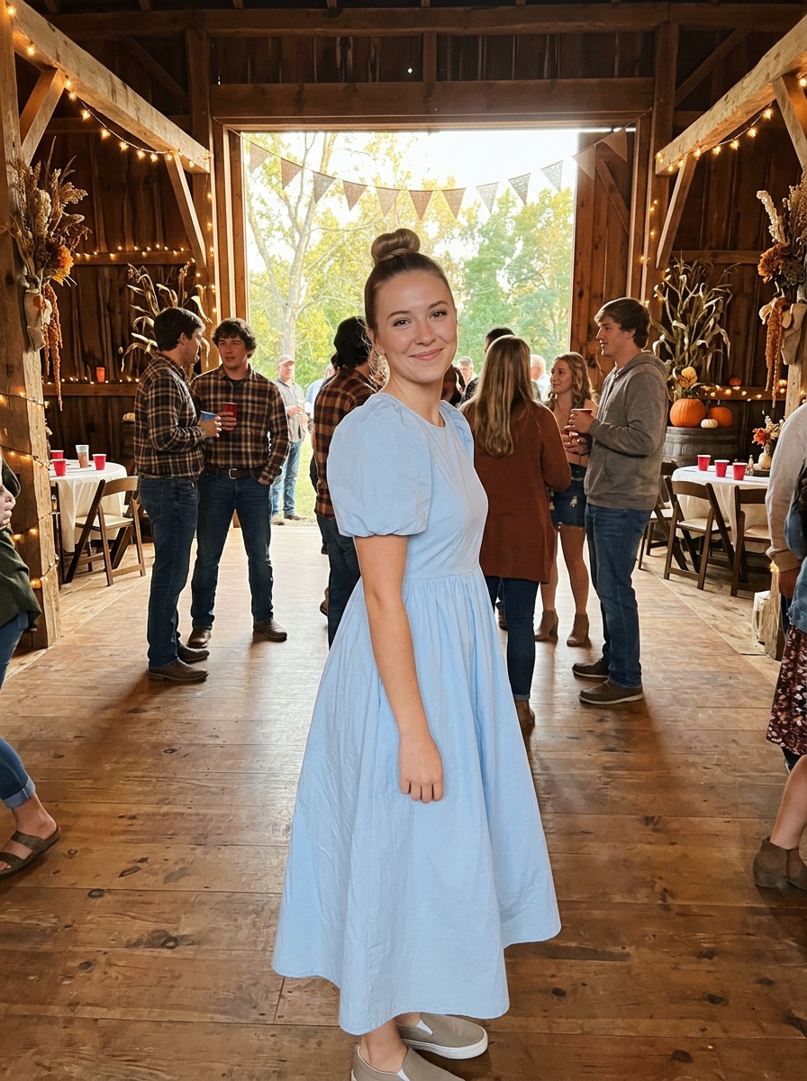 Puff Sleeve Dress: Ballerina Top Knot