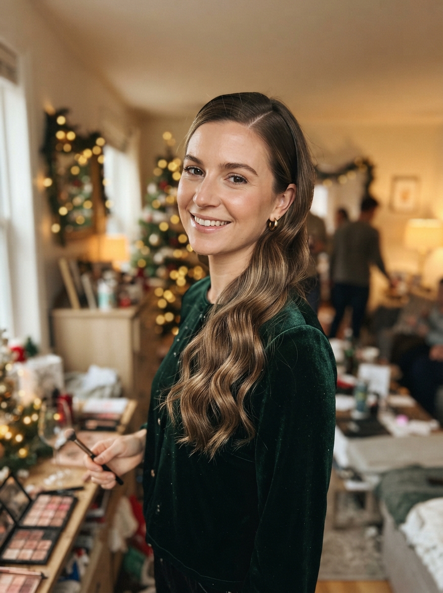 Classic Hollywood waves holiday party hairstyle for long hair