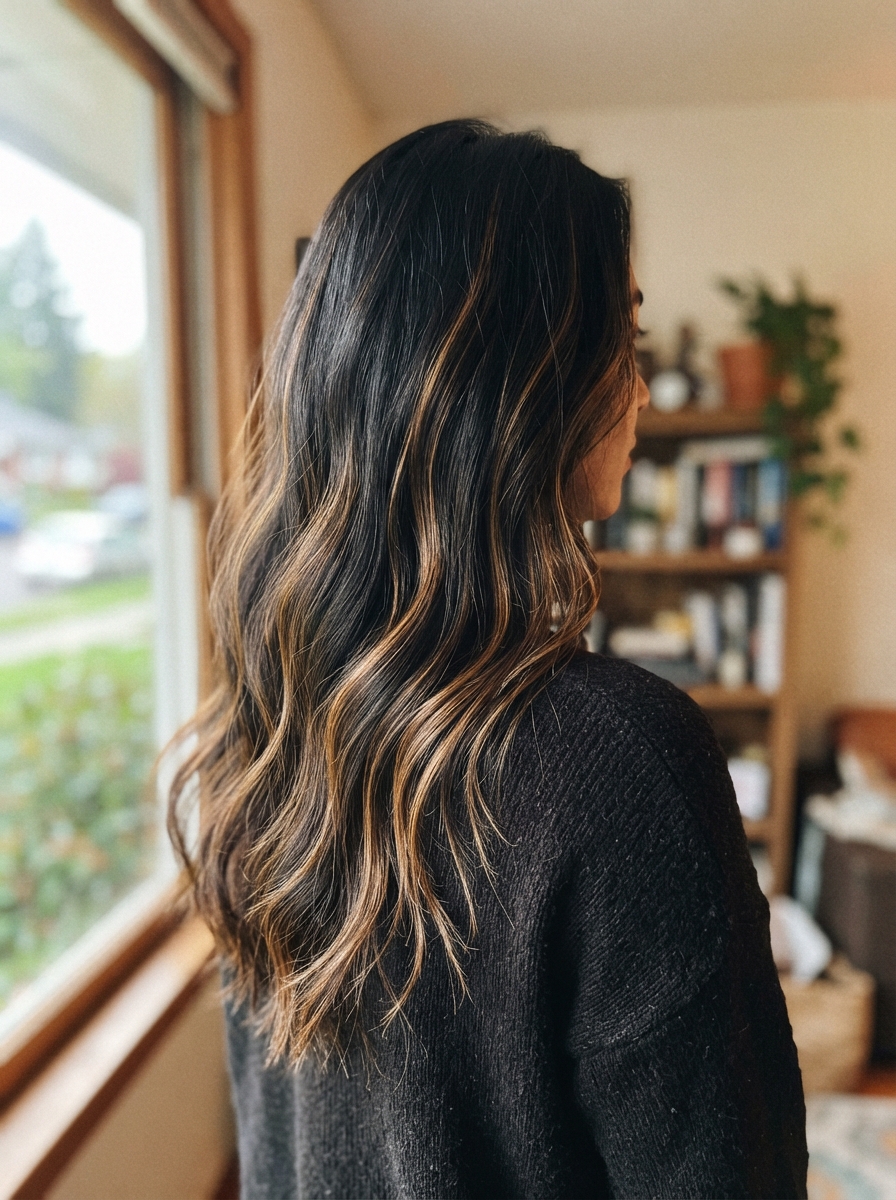 Honey blonde on black hair