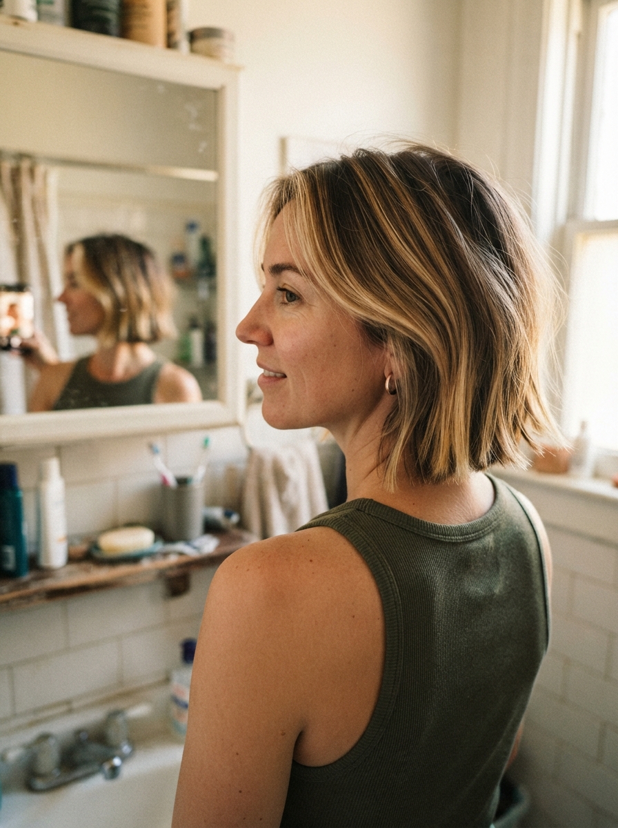 Honey balayage on a short bob