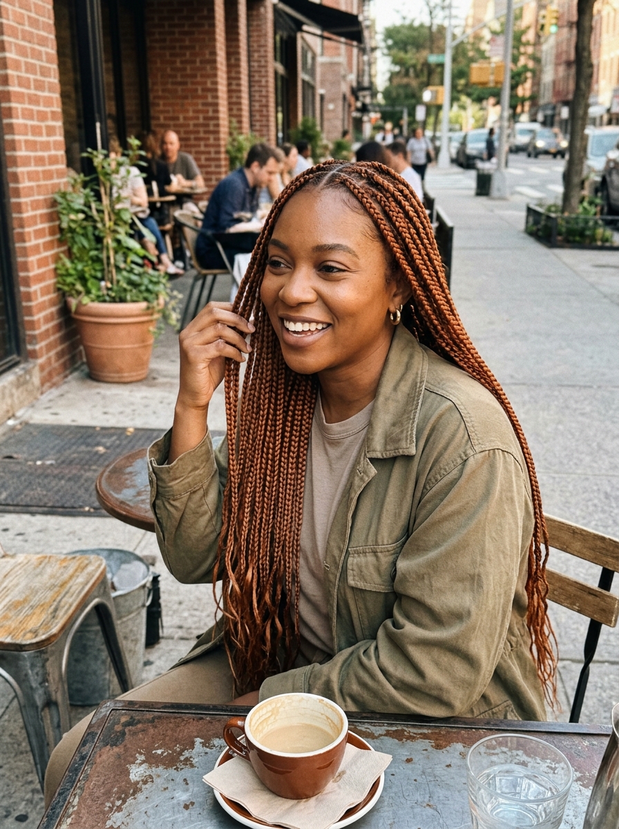 Copper Knotless Braids