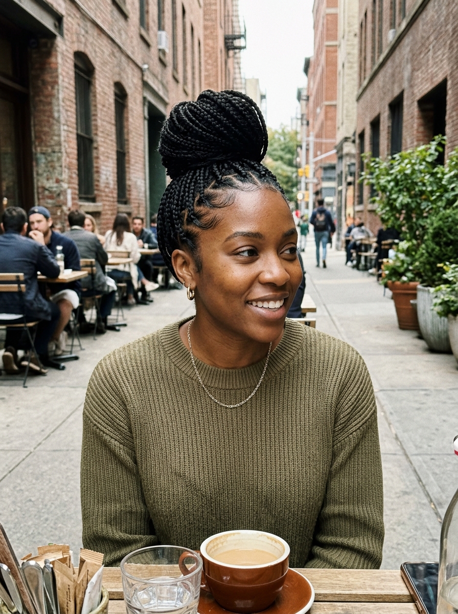 Knotless Braids in a High Bun