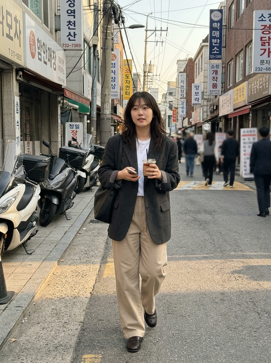 Korean street fashion Oversized Blazers
